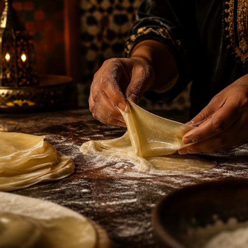 Préparation artisanale de la feuille de warqa