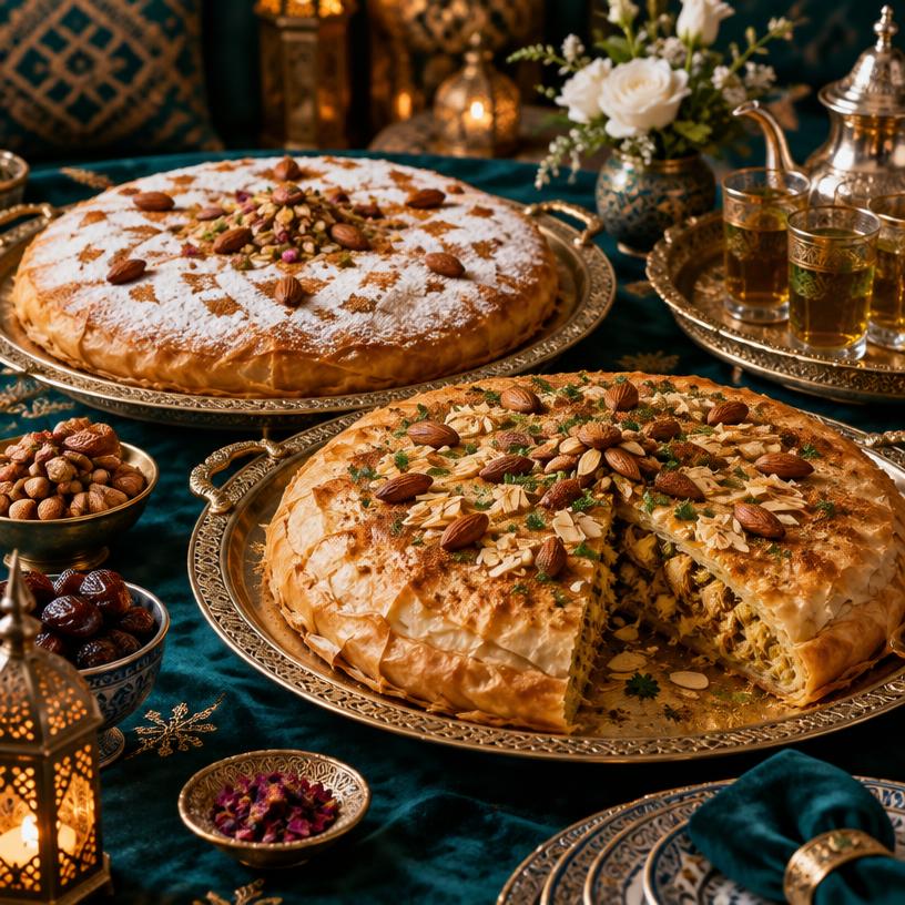 Table de fête avec deux grandes pastillas